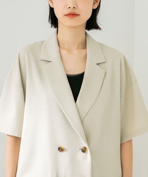 STUDIOUS（ステュディオス）の「【STUDIOUS】ボタニカルシャツジャケット（テーラードジャケット・レディース・ベージュ/グリーン・FREE）」の11枚目の写真