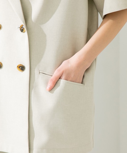 STUDIOUS（ステュディオス）の「【STUDIOUS】ボタニカルシャツジャケット（テーラードジャケット・レディース・ベージュ/グリーン・FREE）」の14枚目の写真