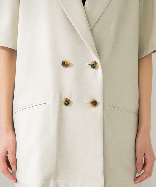 STUDIOUS（ステュディオス）の「【STUDIOUS】ボタニカルシャツジャケット（テーラードジャケット・レディース・ベージュ/グリーン・FREE）」の13枚目の写真