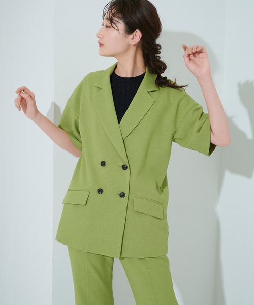 STUDIOUS（ステュディオス）の「【STUDIOUS】ボタニカルシャツジャケット（テーラードジャケット・レディース・ベージュ/グリーン・FREE）」の21枚目の写真