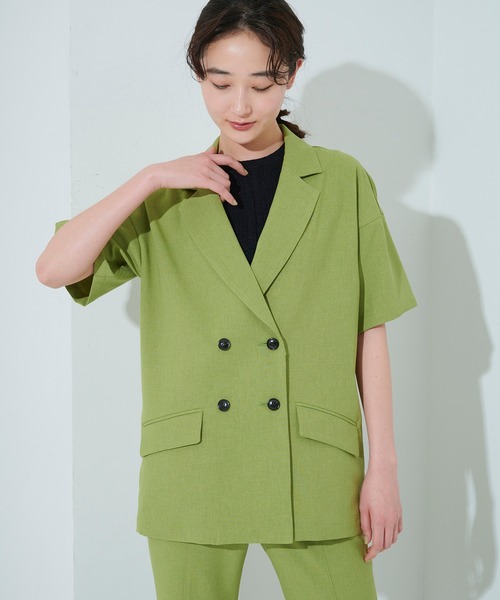 STUDIOUS（ステュディオス）の「【STUDIOUS】ボタニカルシャツジャケット（テーラードジャケット・レディース・ベージュ/グリーン・FREE）」の20枚目の写真