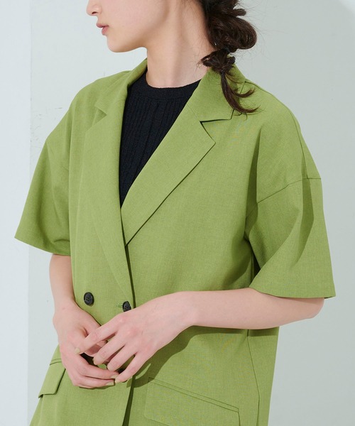 STUDIOUS（ステュディオス）の「【STUDIOUS】ボタニカルシャツジャケット（テーラードジャケット・レディース・ベージュ/グリーン・FREE）」の19枚目の写真