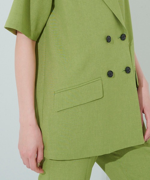 STUDIOUS（ステュディオス）の「【STUDIOUS】ボタニカルシャツジャケット（テーラードジャケット・レディース・ベージュ/グリーン・FREE）」の18枚目の写真