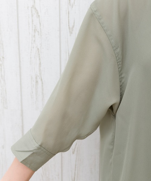 SpRay(スプレイ)の「ジョ-ゼットスリット入りシャツワンピース(ワンピース・レディース・グレイッシュベージュ/ブラック/カーキ・FREE)」の10枚目の写真