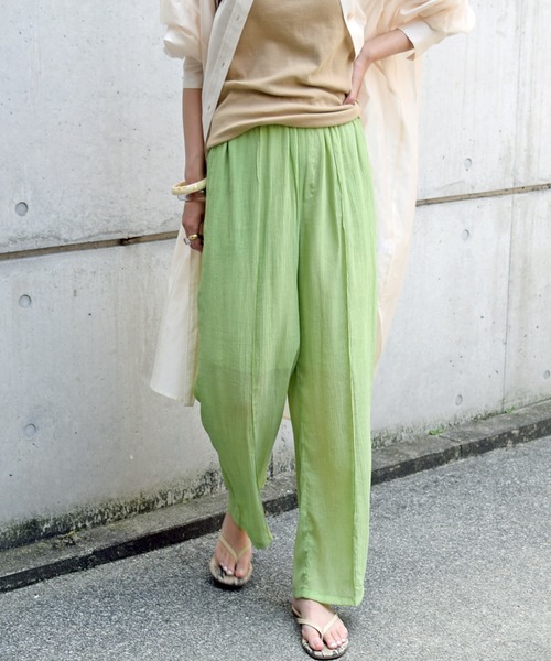 Marient(マリエント)の「楊柳シアーギャザーPT/パンツ(その他パンツ・レディース・ライトグリーン/ライトパープル/ベージュ・FREE)」の1枚目の写真