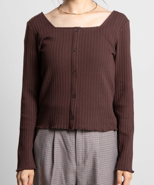 WEGO(ウィゴー)の「WEGO/フロントボタンリブロンT(Tシャツ/カットソー・レディース・ホワイト/ブラック/ダークブラウン/ブラウン/カーキ・FREE)」の20枚目の写真