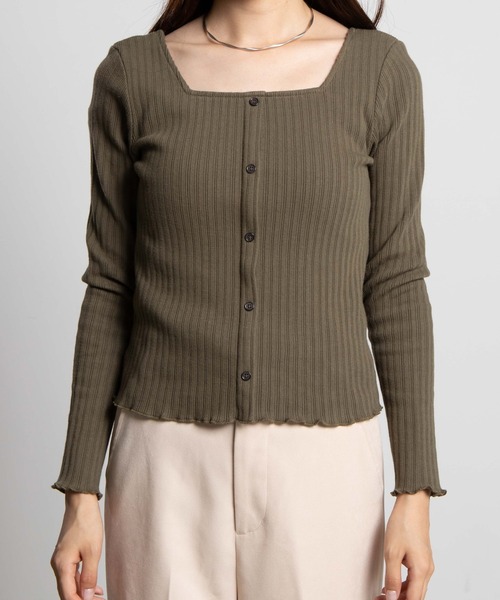 WEGO(ウィゴー)の「WEGO/フロントボタンリブロンT(Tシャツ/カットソー・レディース・ホワイト/ブラック/ダークブラウン/ブラウン/カーキ・FREE)」の17枚目の写真