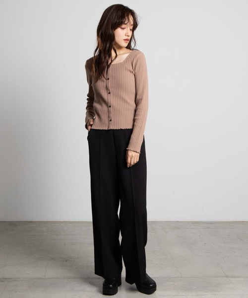 WEGO(ウィゴー)の「WEGO/フロントボタンリブロンT(Tシャツ/カットソー・レディース・ホワイト/ブラック/ダークブラウン/ブラウン/カーキ・FREE)」の19枚目の写真