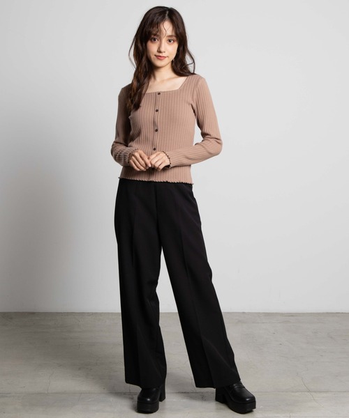 WEGO(ウィゴー)の「WEGO/フロントボタンリブロンT(Tシャツ/カットソー・レディース・ホワイト/ブラック/ダークブラウン/ブラウン/カーキ・FREE)」の16枚目の写真