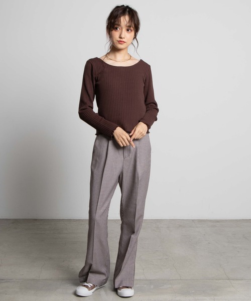 WEGO(ウィゴー)の「WEGO/フロントボタンリブロンT(Tシャツ/カットソー・レディース・ホワイト/ブラック/ダークブラウン/ブラウン/カーキ・FREE)」の22枚目の写真