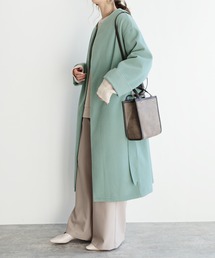 reca | ノーカラーロングコート リボン付き(ダウンジャケット/コート)