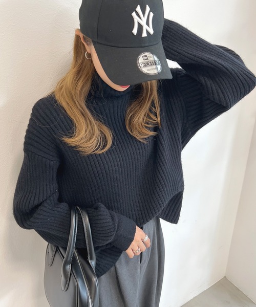 Futier land（フューティアランド）の「タートルバルーンスリーブニットプルオーバー（ニット/セーター・レディース・ブラック/ブルー/アイボリー/グレイッシュベージュ/オレンジ/ライトブラウン/パープル/ピンク/イエロー/グリーン・FREE）」の14枚目の写真