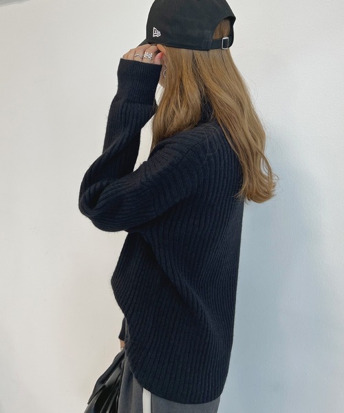 Futier land（フューティアランド）の「タートルバルーンスリーブニットプルオーバー（ニット/セーター・レディース・ブラック/ブルー/アイボリー/グレイッシュベージュ/オレンジ/ライトブラウン/パープル/ピンク/イエロー/グリーン・FREE）」の15枚目の写真