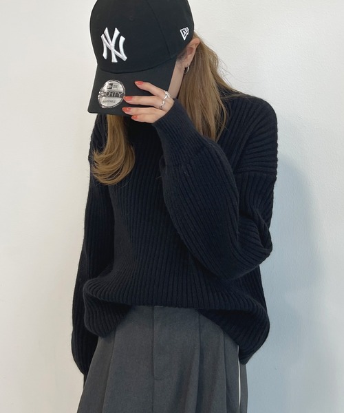 Futier land（フューティアランド）の「タートルバルーンスリーブニットプルオーバー（ニット/セーター・レディース・ブラック/ブルー/アイボリー/グレイッシュベージュ/オレンジ/ライトブラウン/パープル/ピンク/イエロー/グリーン・FREE）」の20枚目の写真