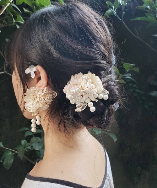 エムスール　m.soeur ミニバッグ　イヤーカフ　セット 花とつぼみのイヤーカフ＊シルバー（イヤーカフ）｜m.soeur