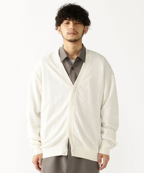 BEAMS（ビームス）の「BEAMS / 美濃和紙 イージー カーディガン（ニット/セーター・メンズ・オフホワイト/チャコールグレー・SMALL/MEDIUM/LARGE/X-LARGE）」の5枚目の写真