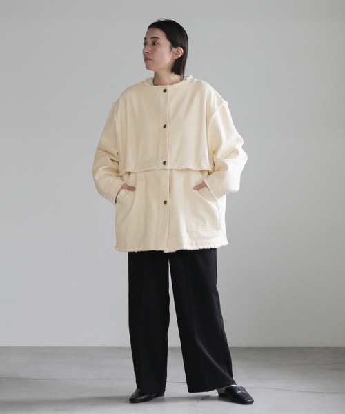 select MOCA（セレクトモカ）の「2wayデニムジャケット（デニムジャケット・レディース・イエロー/インディゴブルー/ミント/アイボリー/ダークインディゴブルー/ブラック・FREE/SMALL）」の9枚目の写真