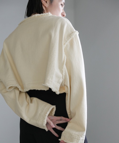 select MOCA（セレクトモカ）の「2wayデニムジャケット（デニムジャケット・レディース・イエロー/インディゴブルー/ミント/アイボリー/ダークインディゴブルー/ブラック・FREE/SMALL）」の21枚目の写真