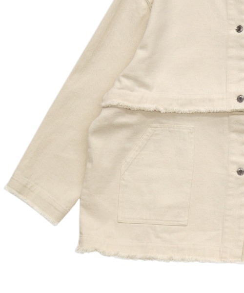 select MOCA（セレクトモカ）の「2wayデニムジャケット（デニムジャケット・レディース・イエロー/インディゴブルー/ミント/アイボリー/ダークインディゴブルー/ブラック・FREE/SMALL）」の22枚目の写真