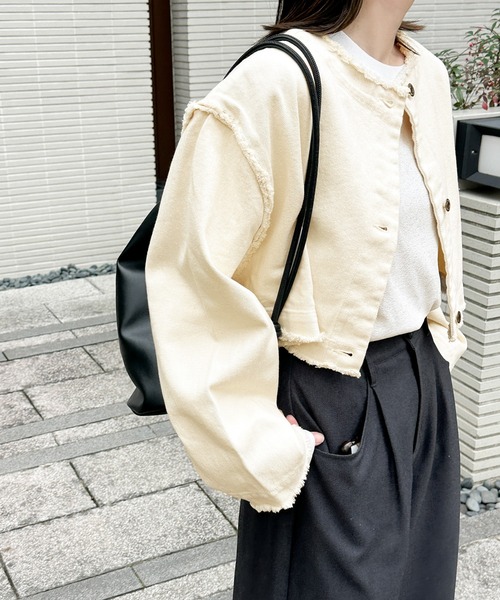 select MOCA(セレクトモカ)の「2wayデニムジャケット(デニムジャケット・レディース・イエロー/インディゴブルー/ミント/アイボリー/ダークインディゴブルー/ブラック・FREE/SMALL)」の20枚目の写真