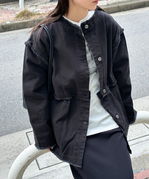 select MOCA(セレクトモカ)の「2wayデニムジャケット(デニムジャケット・レディース・イエロー/インディゴブルー/ミント/アイボリー/ダークインディゴブルー/ブラック・FREE/SMALL)」の18枚目の写真