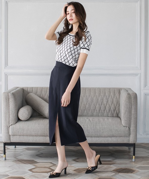 Julia Boutique（ジュリアブティック）の「センタースリットタイトスカート/21068（スカート・レディース・ブラック/ホワイト/ピンク/ネイビー・ONE）」の5枚目の写真