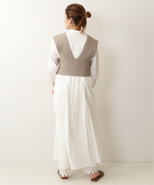 JOURNAL STANDARD（ジャーナルスタンダード）の「タイプライターバンドカラーロングワンピース（ワンピース・レディース・オリーブ/ネイビー/ベージュ系その他/ホワイト・38/36）」の6枚目の写真