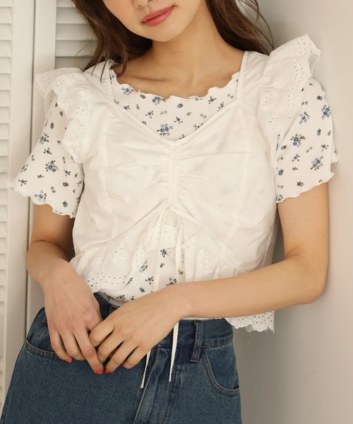one after another NICE CLAUP(ワンアフターアナザーナイスクラップ)の「2枚セットテレコトップス(Tシャツ/カットソー・レディース・アイボリー/ホワイト系その他/ブラウン・FREE)」の2枚目の写真