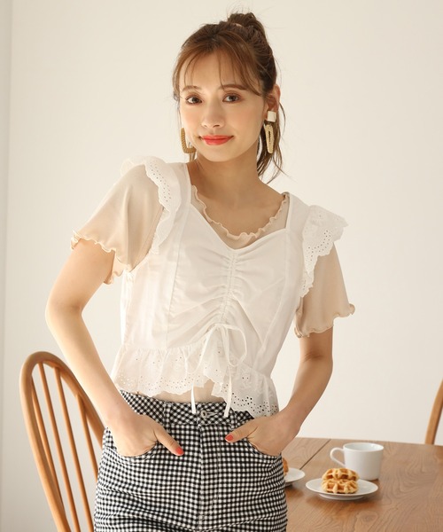 one after another NICE CLAUP(ワンアフターアナザーナイスクラップ)の「2枚セットテレコトップス(Tシャツ/カットソー・レディース・アイボリー/ホワイト系その他/ブラウン・FREE)」の12枚目の写真