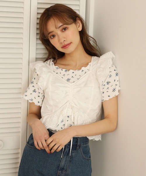 one after another NICE CLAUP(ワンアフターアナザーナイスクラップ)の「2枚セットテレコトップス(Tシャツ/カットソー・レディース・アイボリー/ホワイト系その他/ブラウン・FREE)」の5枚目の写真