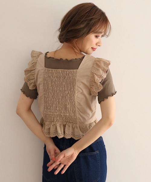 one after another NICE CLAUP(ワンアフターアナザーナイスクラップ)の「2枚セットテレコトップス(Tシャツ/カットソー・レディース・アイボリー/ホワイト系その他/ブラウン・FREE)」の20枚目の写真