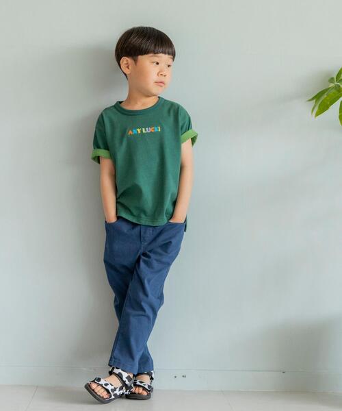coen（コーエン）の「【coen キッズ/ジュニア】プレーティングビッグシルエットTシャツ（Tシャツ/カットソー・キッズ・ダークグリーン/マスタード・130/110/120/100/140/150）」の4枚目の写真