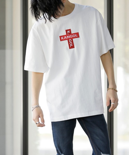 A.S.M（エーエスエム）の「【 KANGOL × A.S.M コラボ 】 カンゴール ユニセックス 16/- USAコットン オーバーサイズ クロス ボックスロゴ Tシャツ（Tシャツ/カットソー・メンズ・ホワイト/ブラック/ベージュ/サックスブルー/ホワイト系その他/スモークピンク/グレイッシュベージュ・48/50/52）」の3枚目の写真