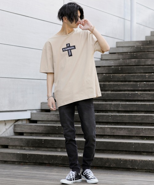 A.S.M（エーエスエム）の「【 KANGOL × A.S.M コラボ 】 カンゴール ユニセックス 16/- USAコットン オーバーサイズ クロス ボックスロゴ Tシャツ（Tシャツ/カットソー・メンズ・ホワイト/ブラック/ベージュ/サックスブルー/ホワイト系その他/スモークピンク/グレイッシュベージュ・48/50/52）」の19枚目の写真