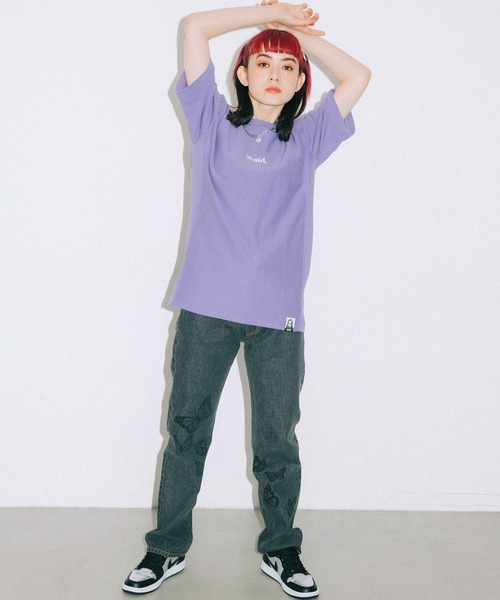 X-girl(エックスガール)の「X-girl × Champion REVERSE WEAVER S/S TEE(Tシャツ/カットソー・レディース・ホワイト/ブラック/レッド/ライトパープル・S/M/L/XL)」の6枚目の写真