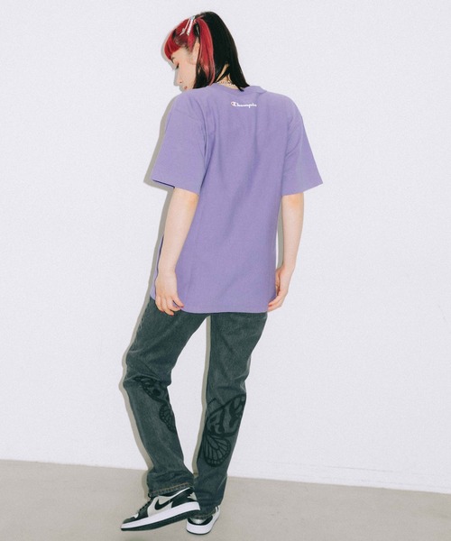 X-girl(エックスガール)の「X-girl × Champion REVERSE WEAVER S/S TEE(Tシャツ/カットソー・レディース・ホワイト/ブラック/レッド/ライトパープル・S/M/L/XL)」の11枚目の写真