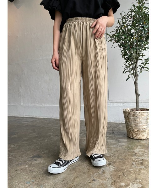 DAIS-Y（デイジー）の「プリーツメロウワイドシルエット　ストレートパンツ（その他パンツ・レディース・ブラック/オリーブ/ラベンダー・FREE）」の8枚目の写真