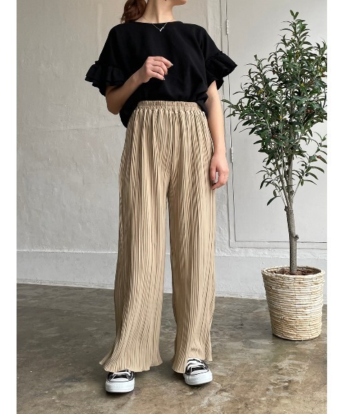 DAIS-Y（デイジー）の「プリーツメロウワイドシルエット　ストレートパンツ（その他パンツ・レディース・ブラック/オリーブ/ラベンダー・FREE）」の10枚目の写真