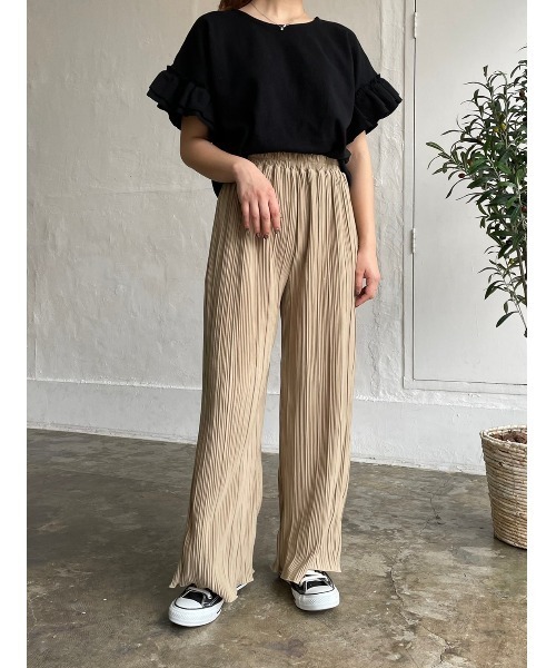 DAIS-Y（デイジー）の「プリーツメロウワイドシルエット　ストレートパンツ（その他パンツ・レディース・ブラック/オリーブ/ラベンダー・FREE）」の11枚目の写真
