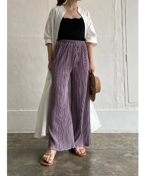 DAIS-Y（デイジー）の「プリーツメロウワイドシルエット　ストレートパンツ（その他パンツ・レディース・ブラック/オリーブ/ラベンダー・FREE）」の22枚目の写真