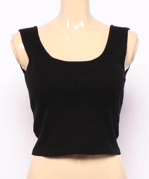 RASVOA（ラスボア）の「カットリブカップ付きバッククロスタンク（タンクトップ・レディース・ブラック/オフホワイト・FREE）」の6枚目の写真