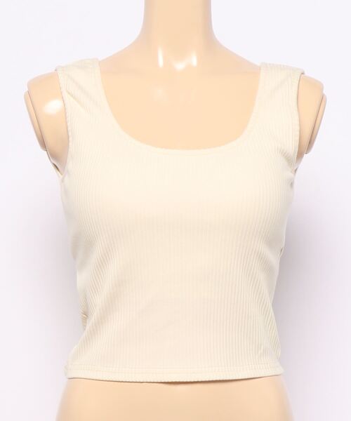 RASVOA（ラスボア）の「カットリブカップ付きバッククロスタンク（タンクトップ・レディース・ブラック/オフホワイト・FREE）」の4枚目の写真