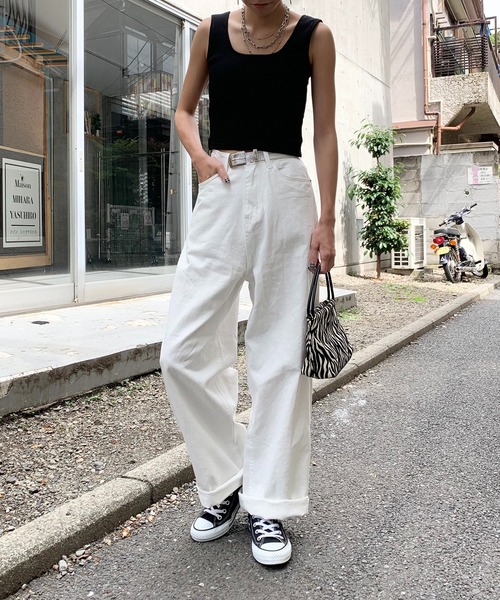 RASVOA（ラスボア）の「カットリブカップ付きバッククロスタンク（タンクトップ・レディース・ブラック/オフホワイト・FREE）」の15枚目の写真