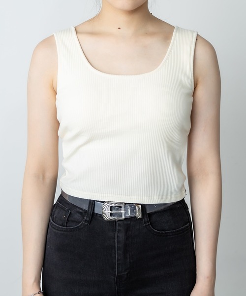 RASVOA（ラスボア）の「カットリブカップ付きバッククロスタンク（タンクトップ・レディース・ブラック/オフホワイト・FREE）」の20枚目の写真
