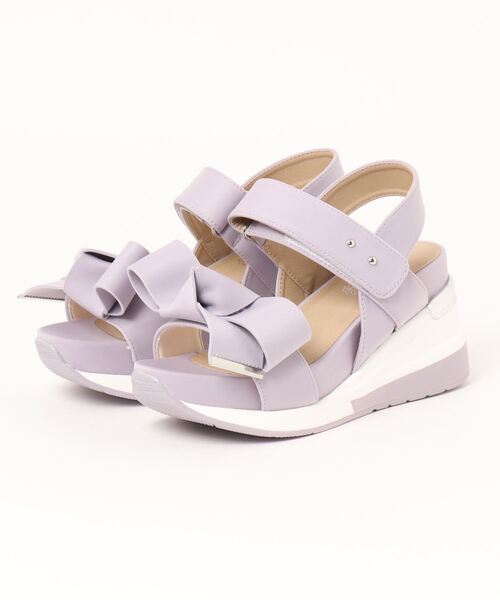 Realta（レアルタ）の「Realta(レアルタ) リボンがかわいいスポーツ サンダル（サンダル・レディース・ブラック/ライトグレー/ピンクベージュ/アイボリー/ミント/パープル・M/S/L/LL）」の5枚目の写真