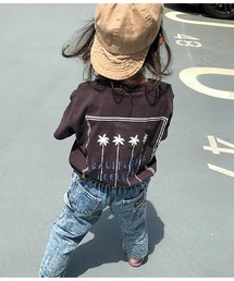anap mimpi | 【KIDS・ママお揃い】パームツリー刺繍ラウンドヘムビックTシャツ(Tシャツ/カットソー)