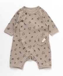 葉っぱ柄ワッフルカバーオール_ふわ糸