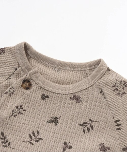 apres les cours（アプレレクール）の「葉っぱ柄ワッフルカバーオール_ふわ糸（ロンパース・キッズ・キナリ/ベージュ・70/60/80）」の9枚目の写真