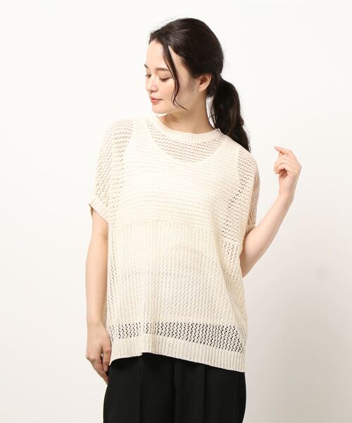 Lugnoncure（ルノンキュール）の「透かしニットSET（アンサンブル・レディース・モカ/ベージュ/オフホワイト・ﾌﾘ-）」の9枚目の写真