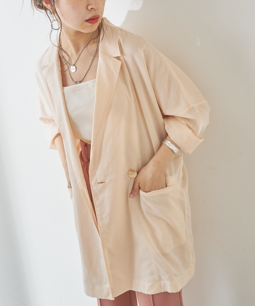 Chico（チコ）の「【新色追加】シアーシャツジャケット（シャツ/ブラウス・レディース・ライトベージュ/ピンク系その他/ブラック/ミント/アイボリー・FREE）」の3枚目の写真